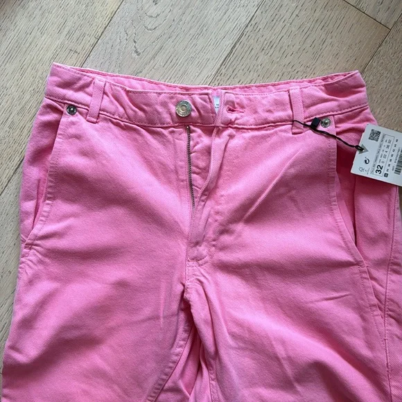 PInk Zara baggy denim jeans wide leg 0 - Picture 3 of 4